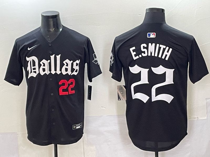 Men 2025 Nike Dallas Cowboys #22 E.Smith Black 5th generation Joint Name Limited NFL Jersey 02